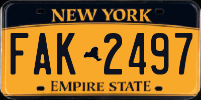 NY license plate FAK2497