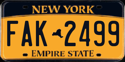 NY license plate FAK2499