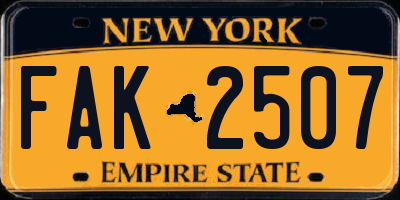 NY license plate FAK2507