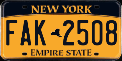 NY license plate FAK2508