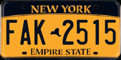 NY license plate FAK2515