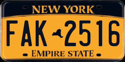 NY license plate FAK2516