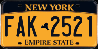 NY license plate FAK2521