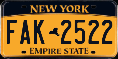 NY license plate FAK2522