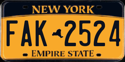 NY license plate FAK2524