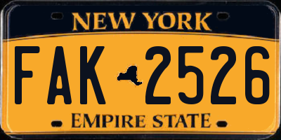 NY license plate FAK2526