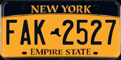 NY license plate FAK2527