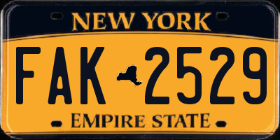 NY license plate FAK2529