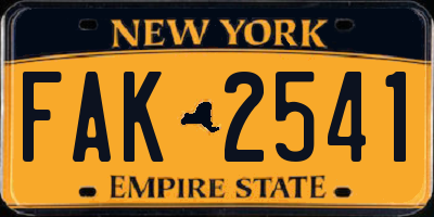 NY license plate FAK2541