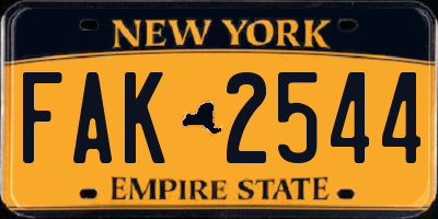 NY license plate FAK2544