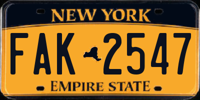 NY license plate FAK2547