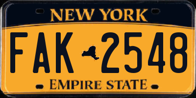 NY license plate FAK2548