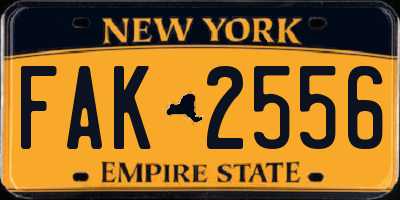 NY license plate FAK2556