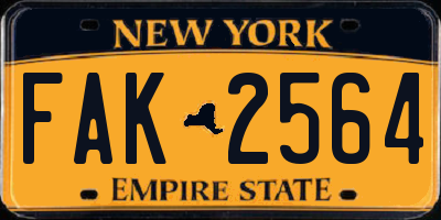 NY license plate FAK2564