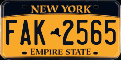 NY license plate FAK2565