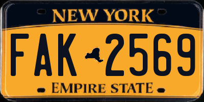 NY license plate FAK2569