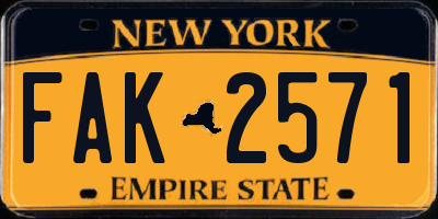 NY license plate FAK2571