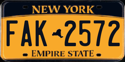 NY license plate FAK2572