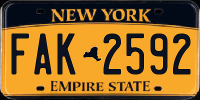 NY license plate FAK2592