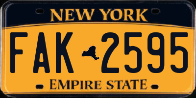 NY license plate FAK2595