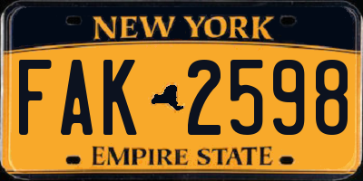 NY license plate FAK2598