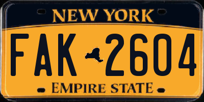 NY license plate FAK2604