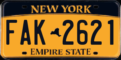 NY license plate FAK2621