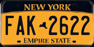 NY license plate FAK2622