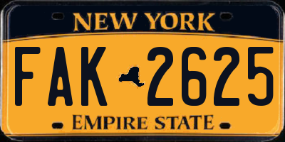 NY license plate FAK2625