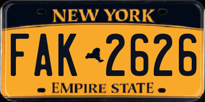 NY license plate FAK2626