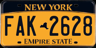 NY license plate FAK2628