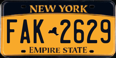 NY license plate FAK2629