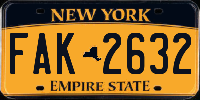 NY license plate FAK2632