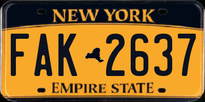 NY license plate FAK2637