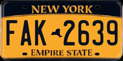 NY license plate FAK2639