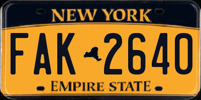 NY license plate FAK2640