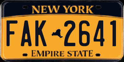 NY license plate FAK2641