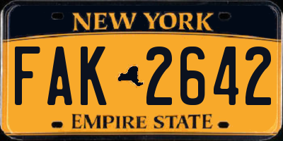 NY license plate FAK2642