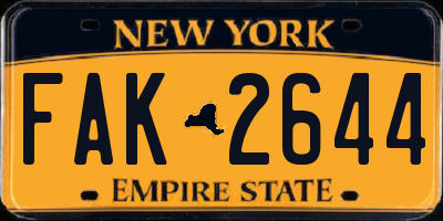 NY license plate FAK2644