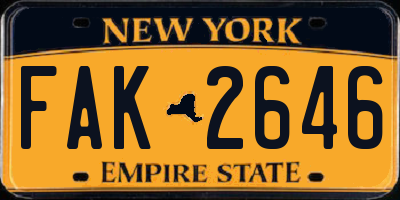 NY license plate FAK2646