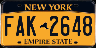 NY license plate FAK2648