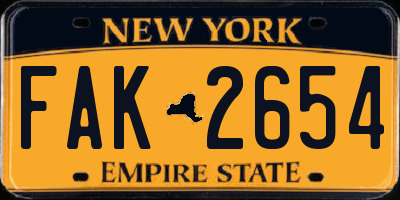 NY license plate FAK2654