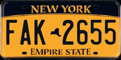 NY license plate FAK2655