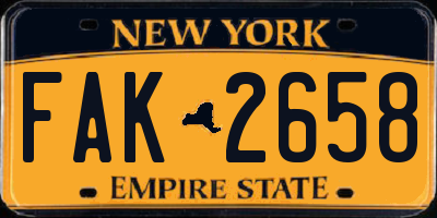 NY license plate FAK2658