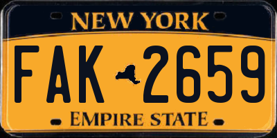 NY license plate FAK2659