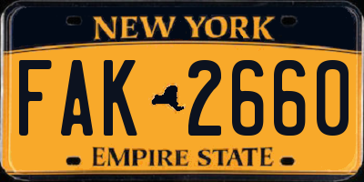 NY license plate FAK2660