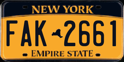 NY license plate FAK2661