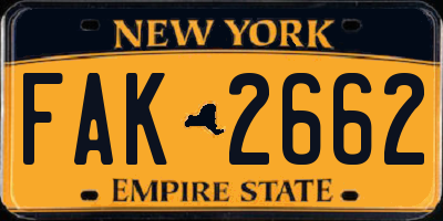 NY license plate FAK2662