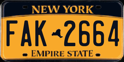 NY license plate FAK2664