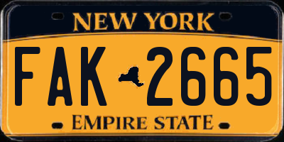 NY license plate FAK2665